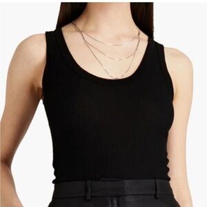 ENZA COSTA SCOOP NECK BLACK RIBBED TANK TOP XS
